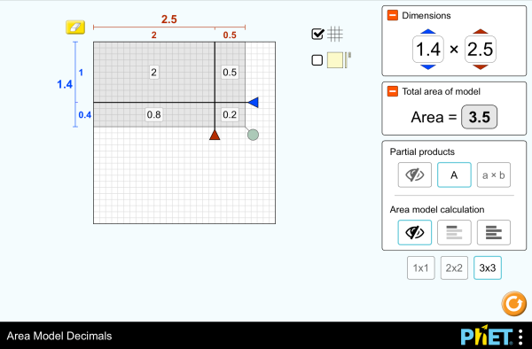 Area Model Decimals Screenshot