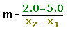 Subsituting X2 and X1 into the slope formula