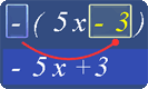 Multiply -1 with -3x to get +3