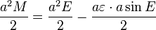 \frac{a^2 M}2=\frac{a^2 E}2-\frac {a\varepsilon\cdot a\sin E}2