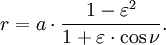 \ r=a\cdot\frac{1-\varepsilon^2}{1+\varepsilon\cdot\cos \nu}.