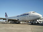 A parked museum aircraft on static display.