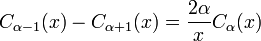 C_{\alpha-1}(x) - C_{\alpha+1}(x) = \frac{2\alpha}{x} C_\alpha(x)