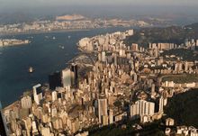 A sky view of Hong Kong Island