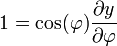 1 = \cos(\varphi) \frac{\partial y}{\partial \varphi}