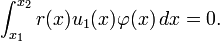  \int_{x_1}^{x_2} r(x) u_1(x) \varphi(x) \, dx=0. \,