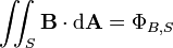 \iint_S \mathbf{B} \cdot \mathrm{d} \mathbf{A} = \Phi_{B,S}